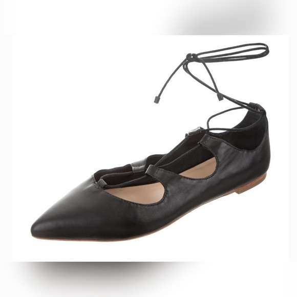 Loeffler Randall Leather Lace Up Pointy Toe Ballet Flat RIGHT SHOE ONLY Amputee - Picture 1 of 12